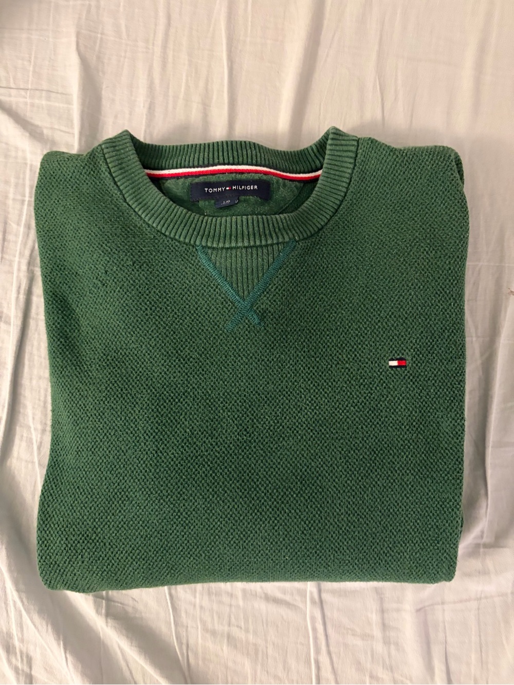 Tommy Hilfiger Men's Dark Green Textured Crewneck Sweater